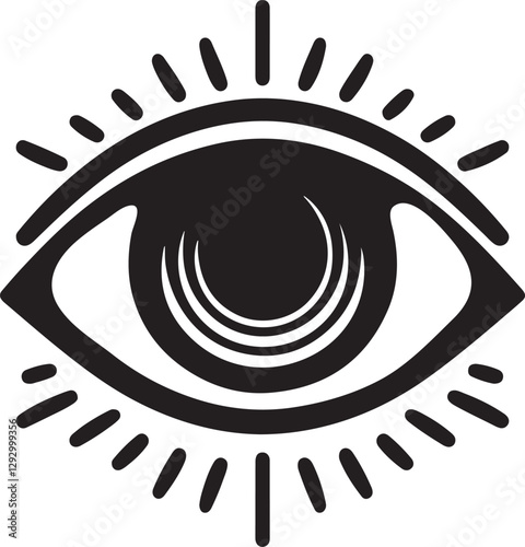 Silhouette vector icon of a human eye, symbolizing vision, observation, and awareness. Perfect for optometry, surveillance, design, and branding projects.