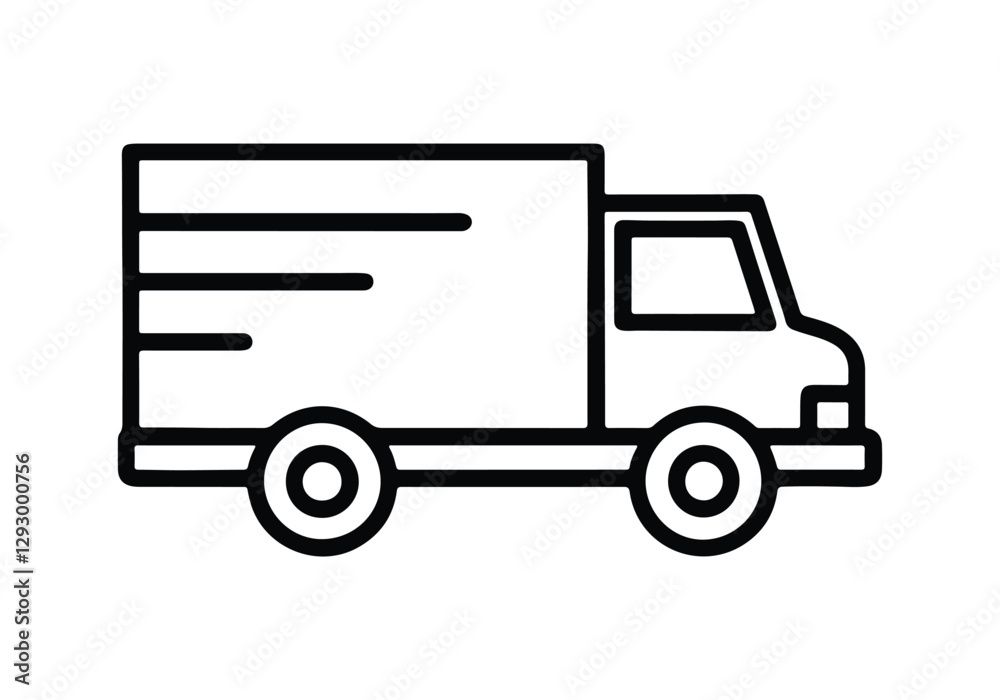 Delivery truck outline icon, isolated on white background. Vector illustration Delivery truck outline icon, isolated on white background. Vector illustration