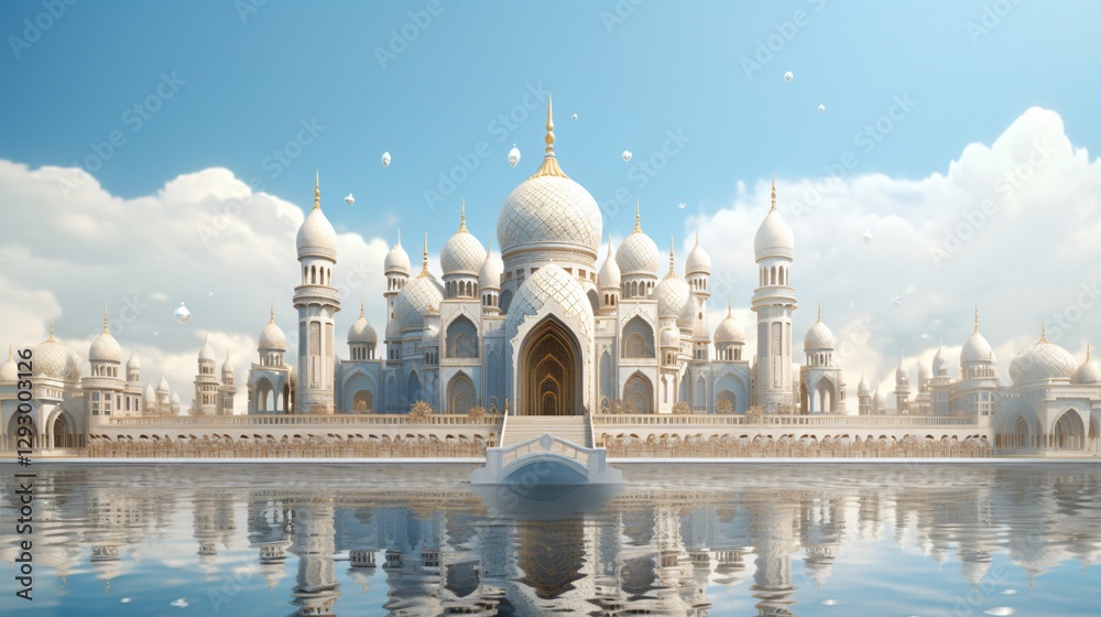 Obraz premium Eid Al Adha Mubarak greetings for the mosque celebration