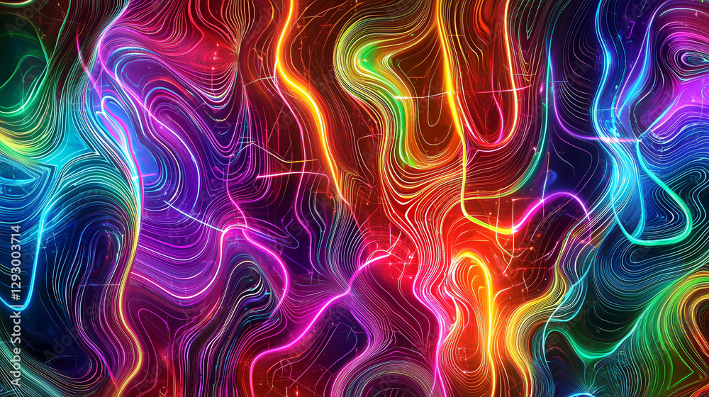 Fototapeta premium Neon Digital Circuit Pattern Representing Innovation & Connectivity (Generative AI)