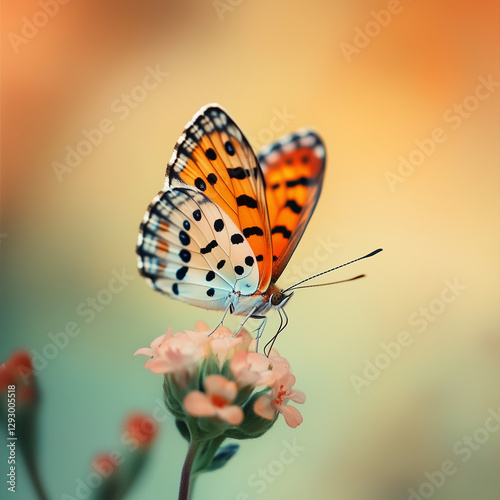 Wallpaper Mural Close-up of a beautiful butterfly on a flower, delicate wings, vibrant colors, nature close-up, soft background, macro photography, high-definition Torontodigital.ca