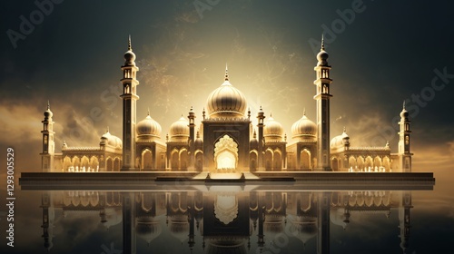 Illustrate the magnificent architectural design of a Muslim mosque during Ramadan