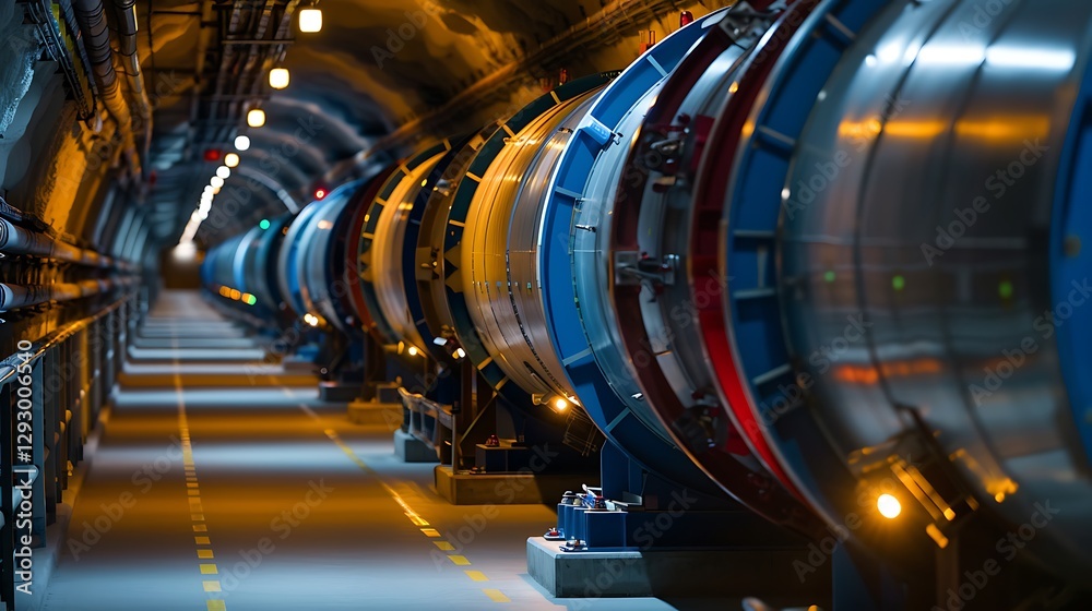 Fototapeta premium Modern Particle Accelerator Machinery in High-Tech Research Facility Interior View