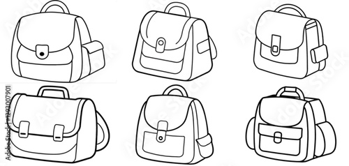 School Bag Outline Coloring Page Printable Line Art Drawing