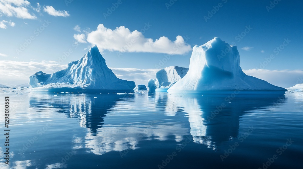 custom made wallpaper toronto digitalAntarctic icebergs reflecting in calm ocean water under a blue sky.