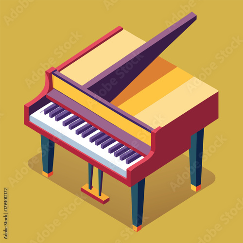 Piano keyboard seamless. Top view. Realistic detailed shaded piano keys. Simple beautiful design. Musical background. Music instrument. Flat style vector illustration.