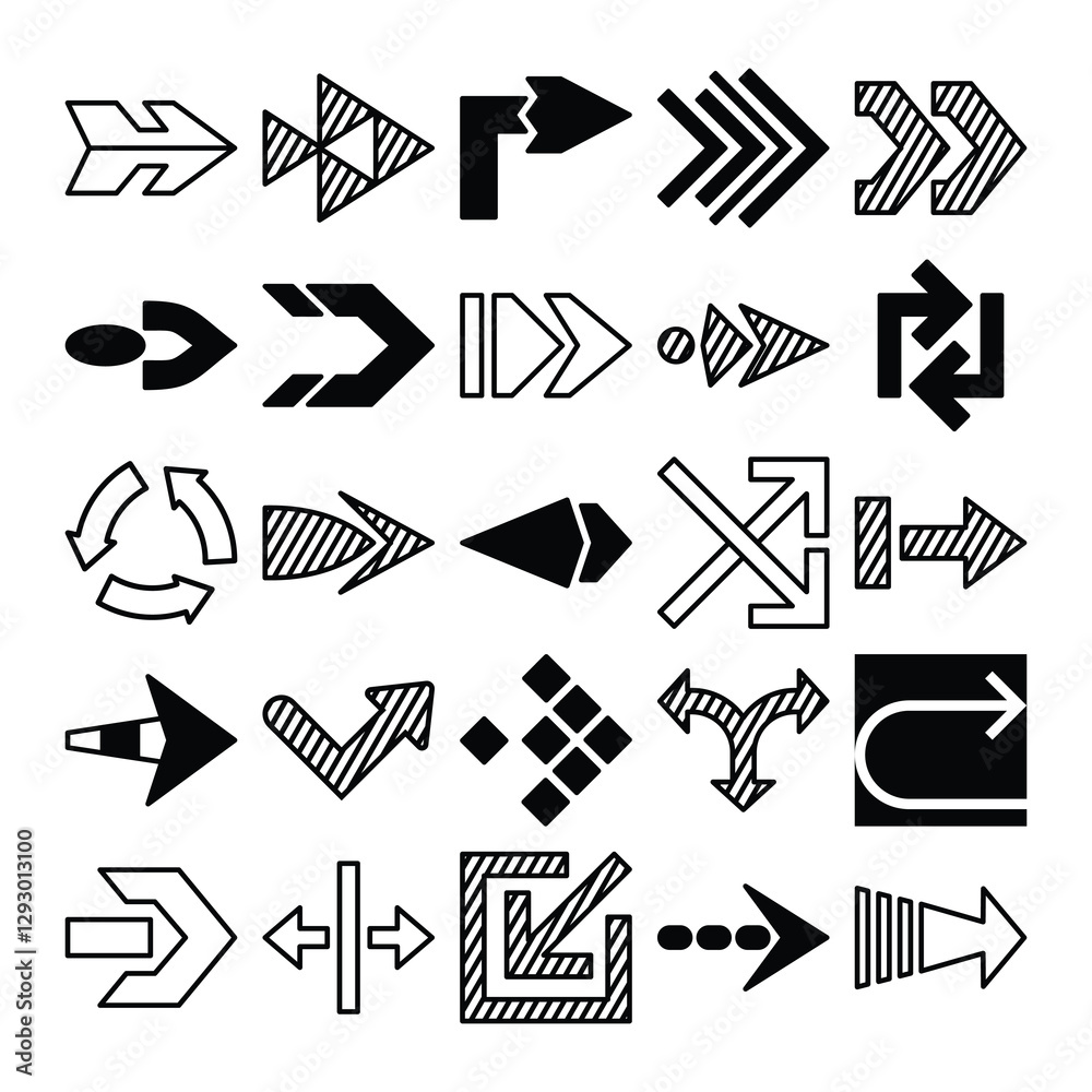 Fototapeta premium Set of arrow vector on white background