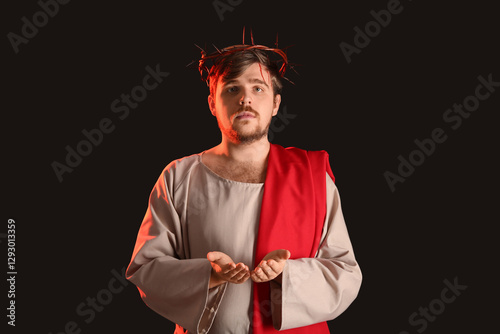 Man in Jesus robe and crown...