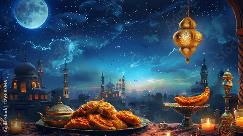Ramadan kareem and Ramadane mubarak. wishes holy month moubarak and karim for muslim photo