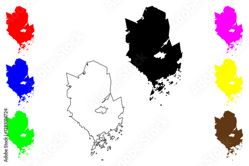 Espoo city (Republic of Finland, Region of Uusimaa) map vector illustration, scribble sketch Esbo map