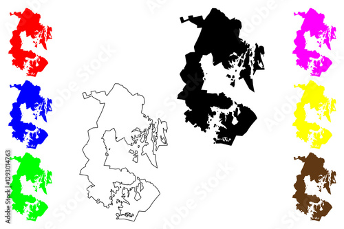 Jyvaskyla city (Republic of Finland, Region of Central Finland) map vector illustration, scribble sketch Jyväskylä map