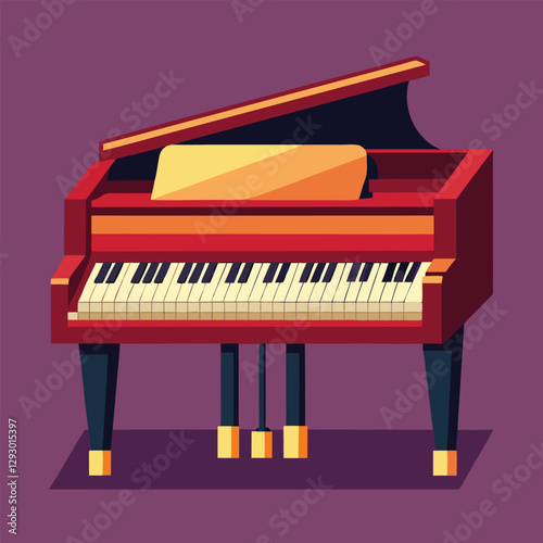 Piano keyboard seamless. Top view. Realistic detailed shaded piano keys. Simple beautiful design. Musical background. Music instrument. Flat style vector illustration.