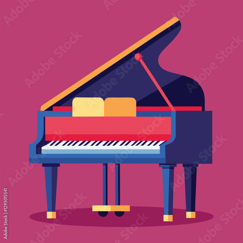 Piano keyboard seamless. Top view. Realistic detailed shaded piano keys. Simple beautiful design. Musical background. Music instrument. Flat style vector illustration.