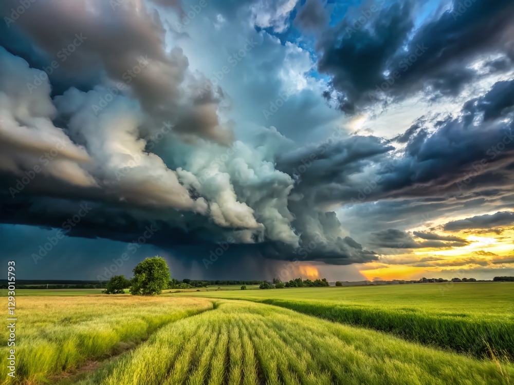 Dramatic Stormy Sky over Rural Field - Tall Grass, Countryside, Nature Photography Dramatic Stormy Sky over Rural Field - Tall Grass, Countryside, Nature Photography