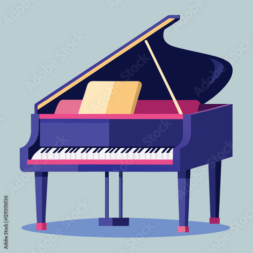 Piano keyboard seamless. Top view. Realistic detailed shaded piano keys. Simple beautiful design. Musical background. Music instrument. Flat style vector illustration.