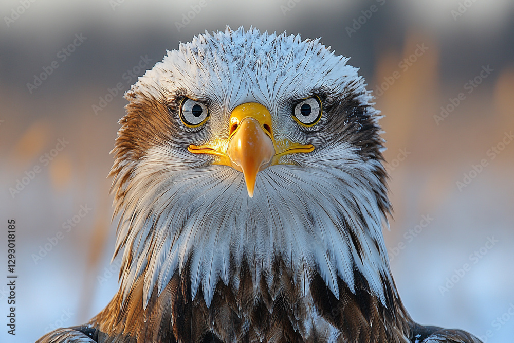 Obraz premium Intense Golden Eagle Gaze, A Striking Close-Up Portrait in the Wild