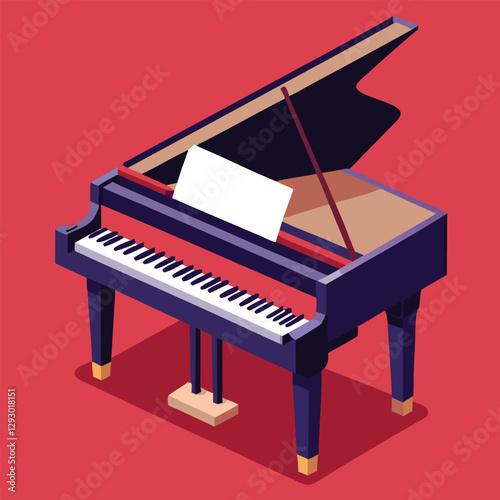 Piano keyboard seamless. Top view. Realistic detailed shaded piano keys. Simple beautiful design. Musical background. Music instrument. Flat style vector illustration.