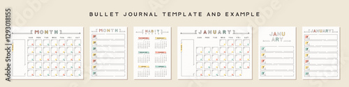 Bullet journal template. Vector illustration.