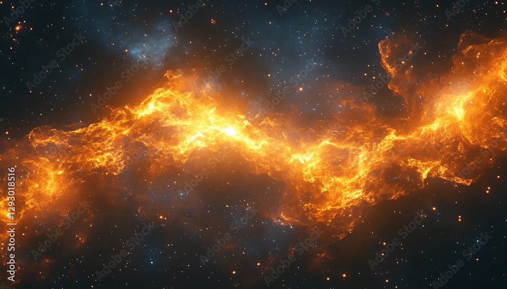 Flaming Nebula With Stars Stretching Across The Dark Universe Flaming Nebula With Stars Stretching Across The Dark Universe