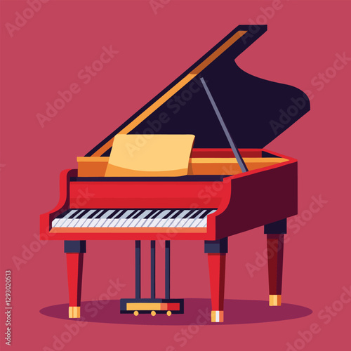 Piano keyboard seamless. Top view. Realistic detailed shaded piano keys. Simple beautiful design. Musical background. Music instrument. Flat style vector illustration.