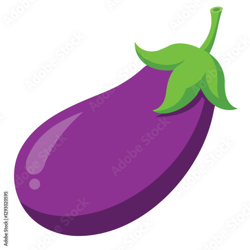 Fresh Purple Eggplant on White Background