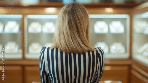 Shopper gazing in awe at the intricately designed and displayed jewelry boxes in a luxurious retail store symbolizing the beauty and utility of the merchandise