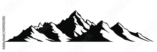 Silhouette mountain range isolated on white background, vector design