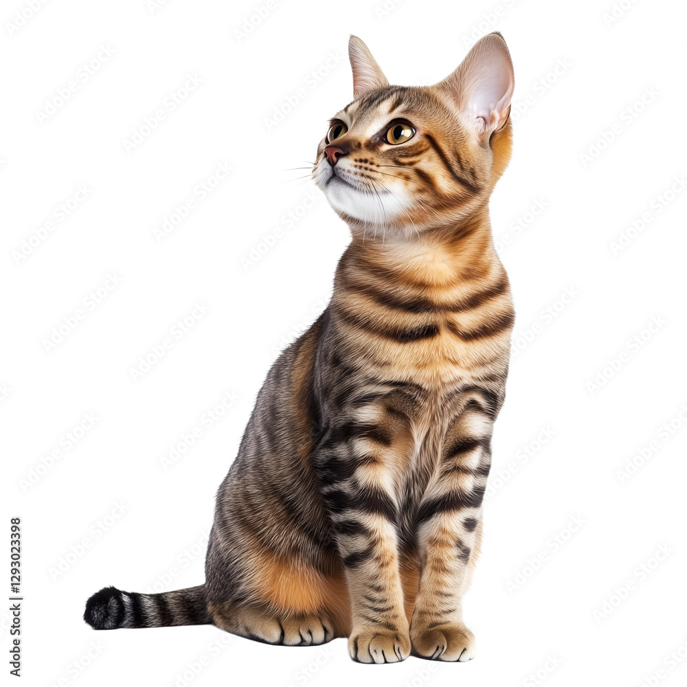 Fototapeta premium Tabby cat isolated on transparent background. PNG. Generated AI.