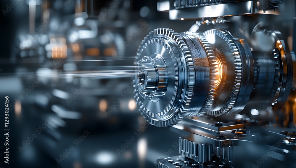 Industrial gears in motion, factory background, high-tech machinery Industrial gears in motion, factory background, high-tech machinery