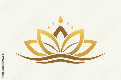 A sophisticated logo showcases a golden lotus flower, symbolizing luxury and serenity in design, Craft a clean and sophisticated logo for a luxury jewelry store