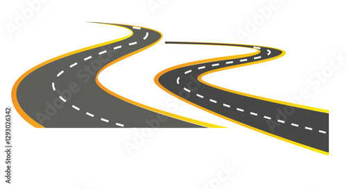 Set of roads and road bends. Vector illustrations