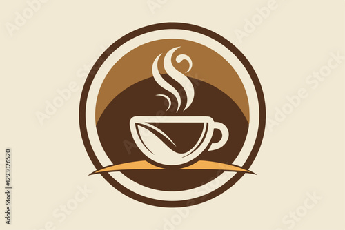 A logo showcases a steaming cup of coffee, symbolizing warmth and inviting atmosphere for coffee lovers, Create a logo for a specialty coffee shop using only a single circle