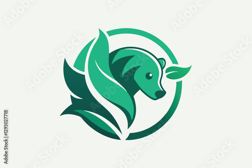 A creative logo combines a bear and leaves to symbolize a charity focused on wildlife preservation and care, Create a minimalist logo design for a charity organization protecting endangered wildlife
