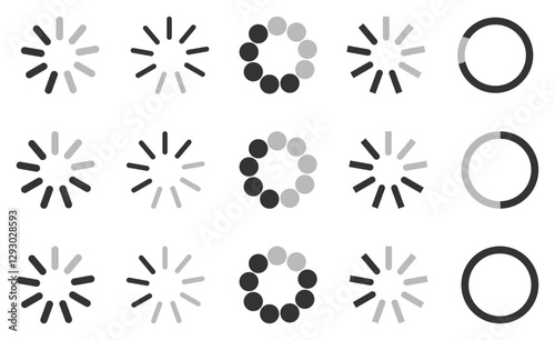 Loading bar status icon. Vector loaded icons. Download progress. Donload or Upload