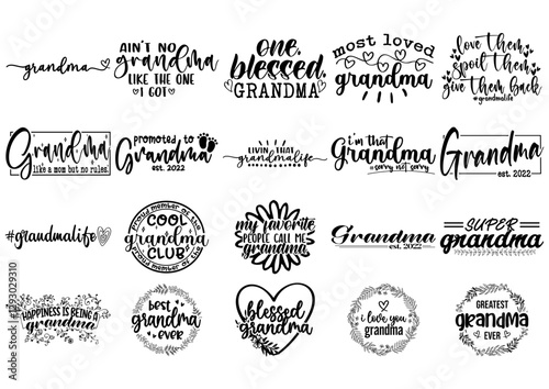 Set of Grandmother Shirt Design Vector