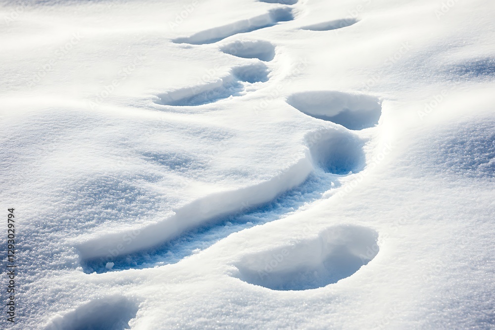 Naklejka premium Snow footprints on a snowy field
