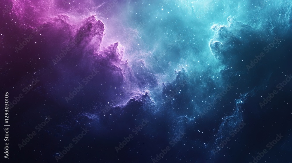 Fototapeta premium Abstract nebula with subtle color transitions, from teal to purple, creating a calm, mysterious look