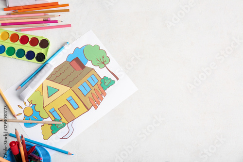 Children's drawing with wat...