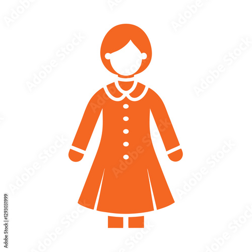 A simple and modern logo features a gender-neutral character in orange attire without distinct gender markers, Create a minimalistic logo for a gender-neutral clothing brand that promotes inclusivity