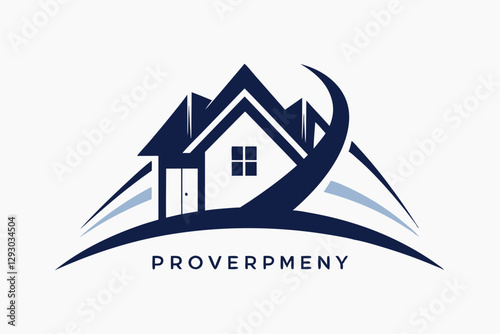 This design showcases a logo integrating a house and mountain, emphasizing elegance and professionalism, Craft a simple and sophisticated logo for a prestigious champagne brand