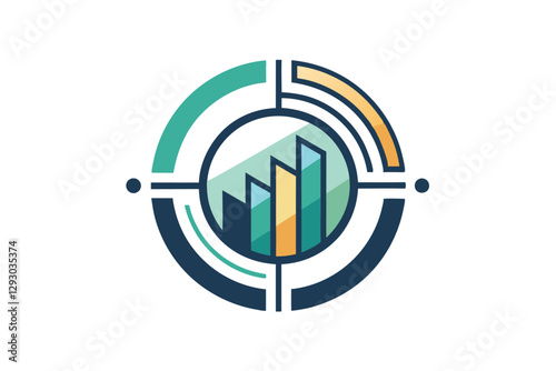 A clean logo design showcases a circular motif combined with vibrant bar graph segments, Design a clean and minimalist logo using a single line to depict an elephant