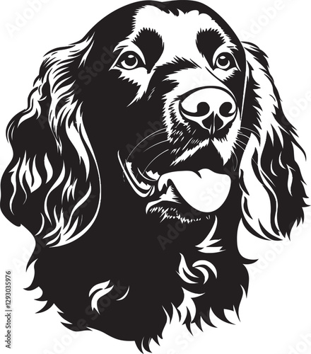American Water Spaniel Silhouette Vector Illustration White Background