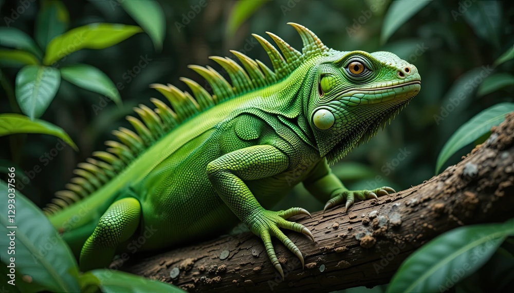 Obraz premium green iguana on a branch