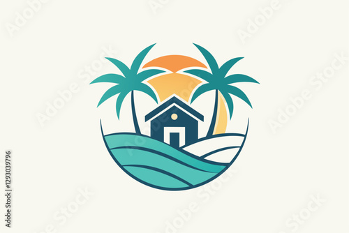 Elegant minimalist logo design for a luxury beach resort in a sunny coastal paradise, Design a minimalist logo for a luxury beach resort, minimalist simple modern vector logo design