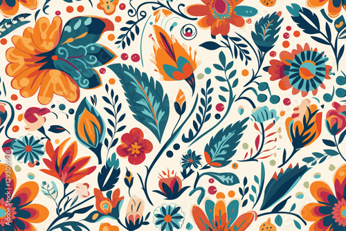  Cute daisy floral seamless watercolor pattern with watercolor black background. Flower vector illustration. Watercolor print in rustic vintage style,