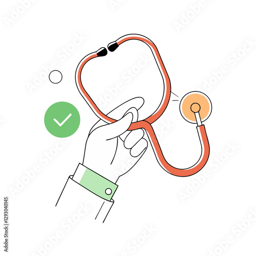 Doctor holding a stethoscope vector illustration, representing medical diagnosis, healthcare, and patient checkups in a modern minimalistic style.