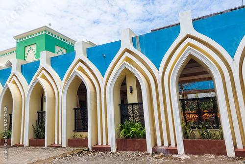The mosque and gardens look clean