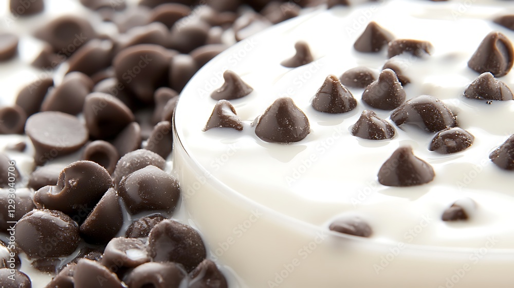 Fototapeta premium Chocolate chips in creamy milk