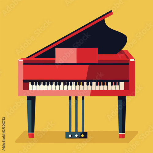 Piano keyboard seamless. Top view. Realistic detailed shaded piano keys. Simple beautiful design. Musical background. Music instrument. Flat style vector illustration.