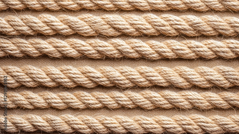 Close-up of neatly arranged beige ropes creating a textured pattern. Ideal for design backgrounds and crafting projects. Close-up of neatly arranged beige ropes creating a textured pattern. Ideal for design backgrounds and crafting projects.